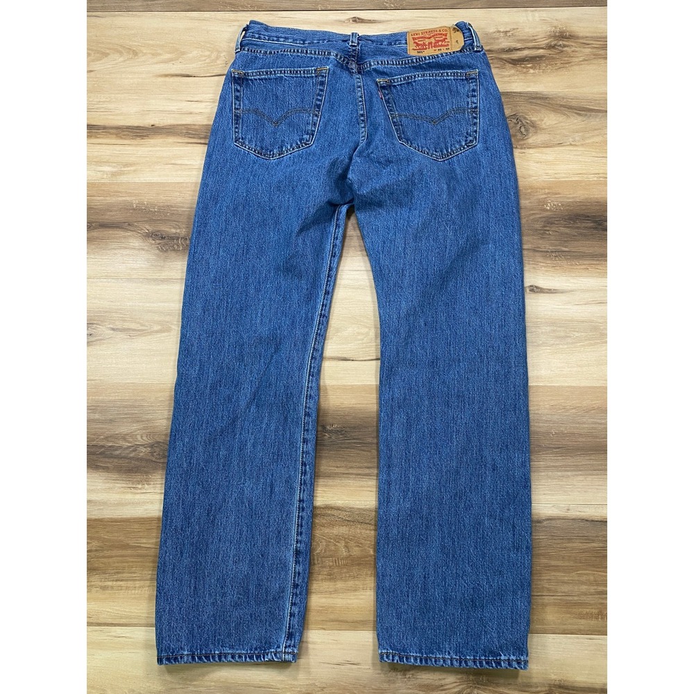 Levi's 501 Jeans 35x32 Mens Original Straight Fit Blue Denim Pants - Picture 10 of 10
